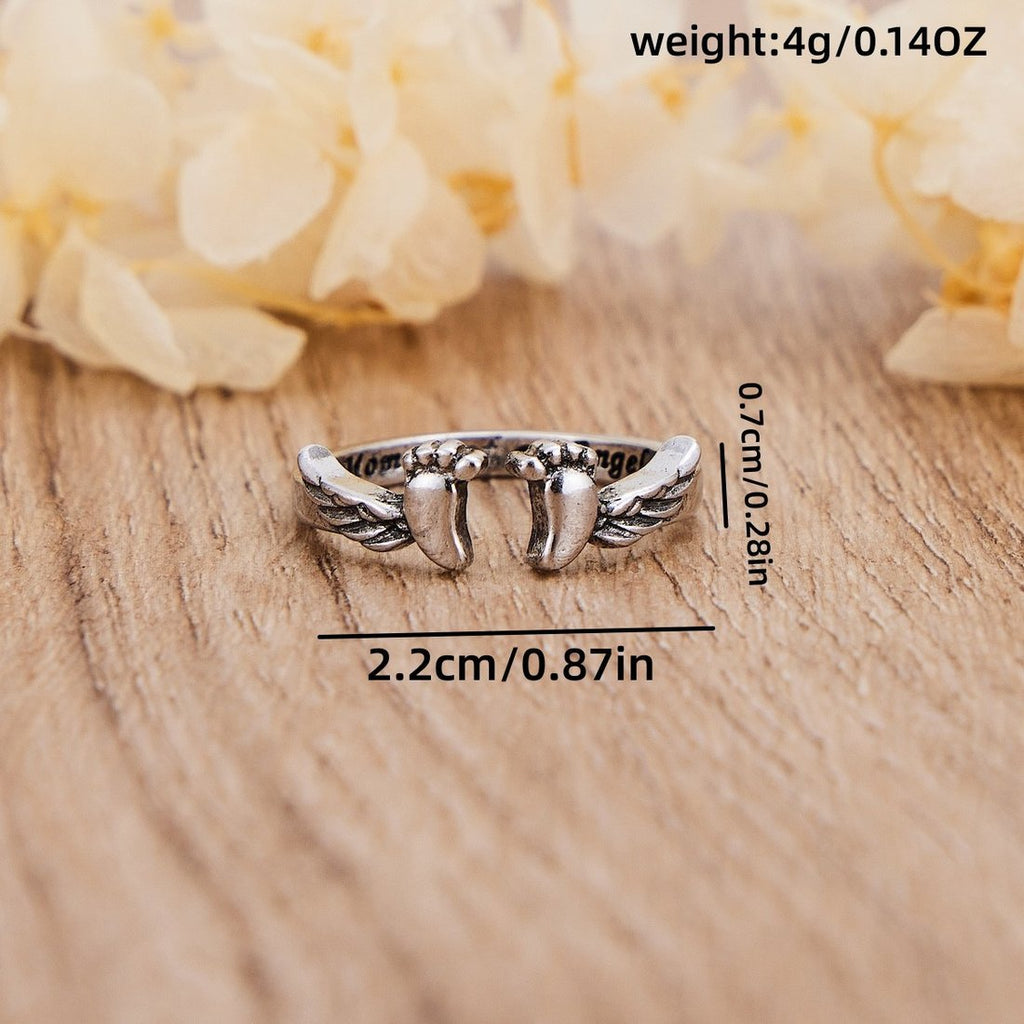 Adjustable Letter & Wing Design Cuff Ring