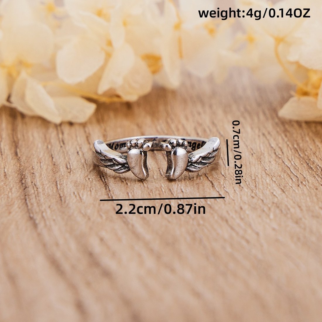 Adjustable Letter & Wing Design Cuff Ring