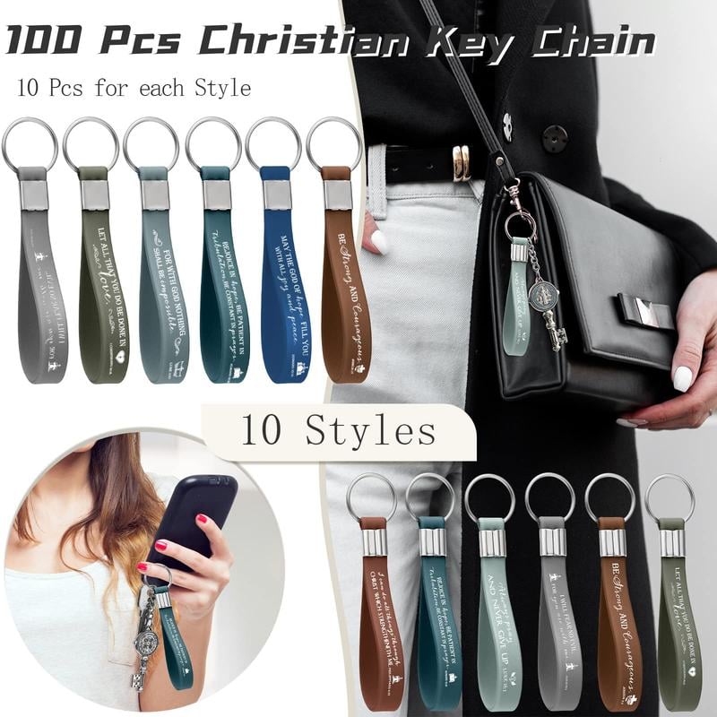 🔥✨24/36/100Pcs Bible Verse Keychain Christian Trendy Keychain Wristlet