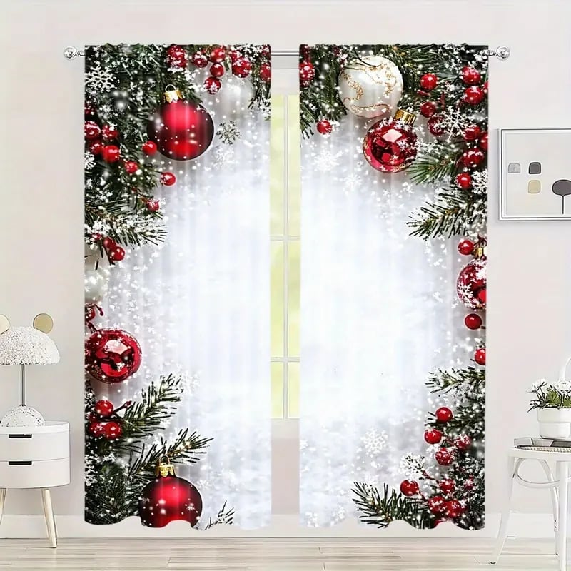 🎁 Get 50% OFF today -Christmas ball holiday printed curtains