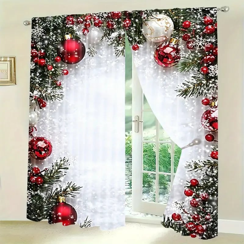 🎁 Get 50% OFF today -Christmas ball holiday printed curtains