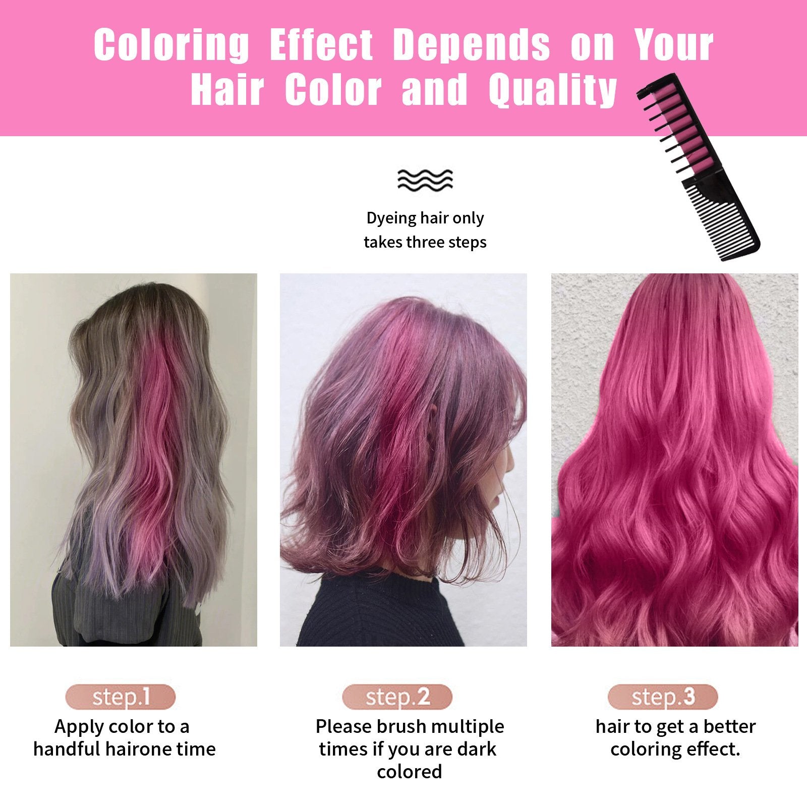 🎁Limited Time 49% OFF🔥Washable Instant Hair Color Comb – Vibrant, Safe & Easy Styling