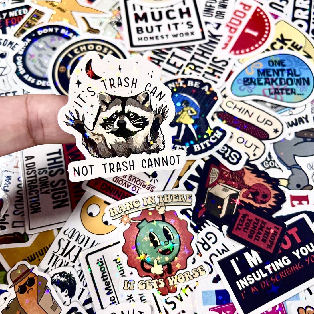 130 holographic cartoon funny stickers😂✨ Waterproof, Vibrant & Perfect for Every Surface! 💧🎉