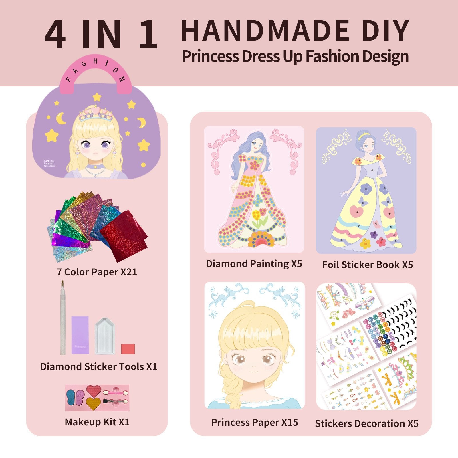 💄4 IN 1 DIY Princess Dress-up Fashion Design Set👗