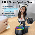 🎄2025 Christmas Sale🏆5-in-1 Wireless Charging Stand Speaker (With Inductive Speaker/Mobile Power Supply/Ambient Lights)