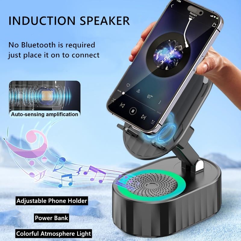 🎄2025 Christmas Sale🏆5-in-1 Wireless Charging Stand Speaker (With Inductive Speaker/Mobile Power Supply/Ambient Lights)