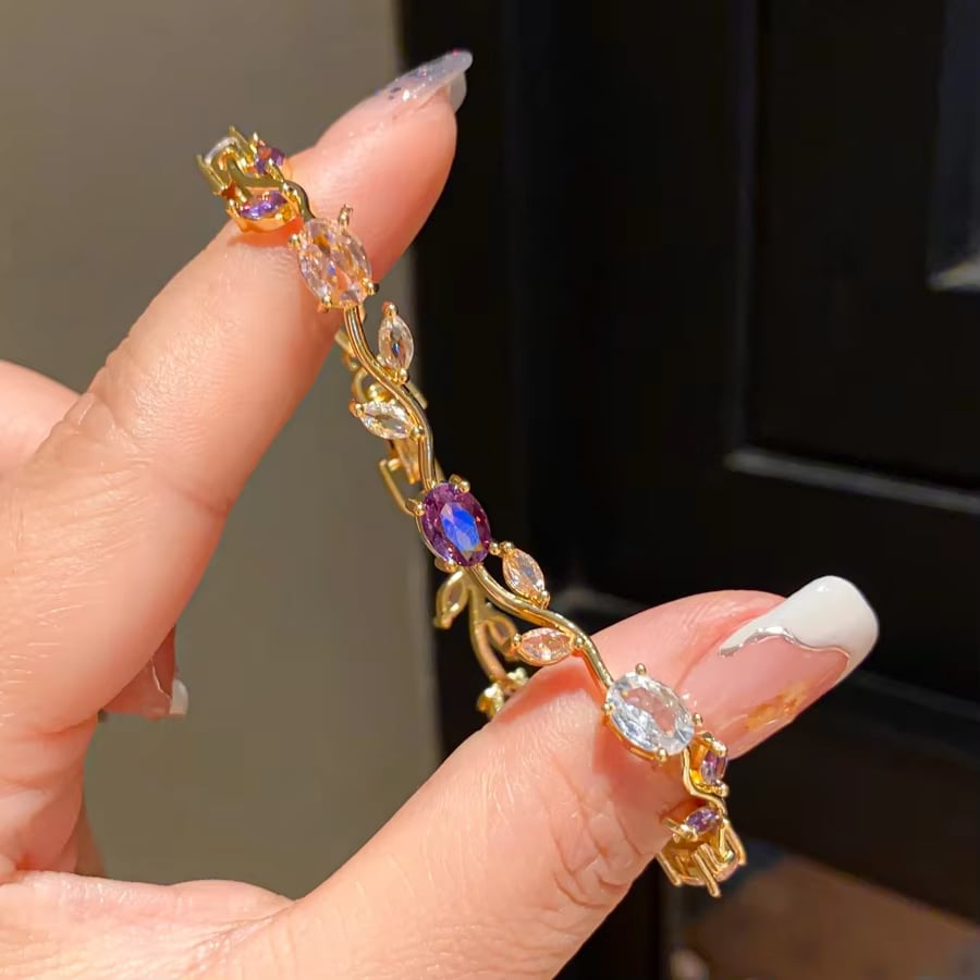 Last Day 50%OFF ✨🌷Tulip Vine 18K Gold Crystal Bracelet
