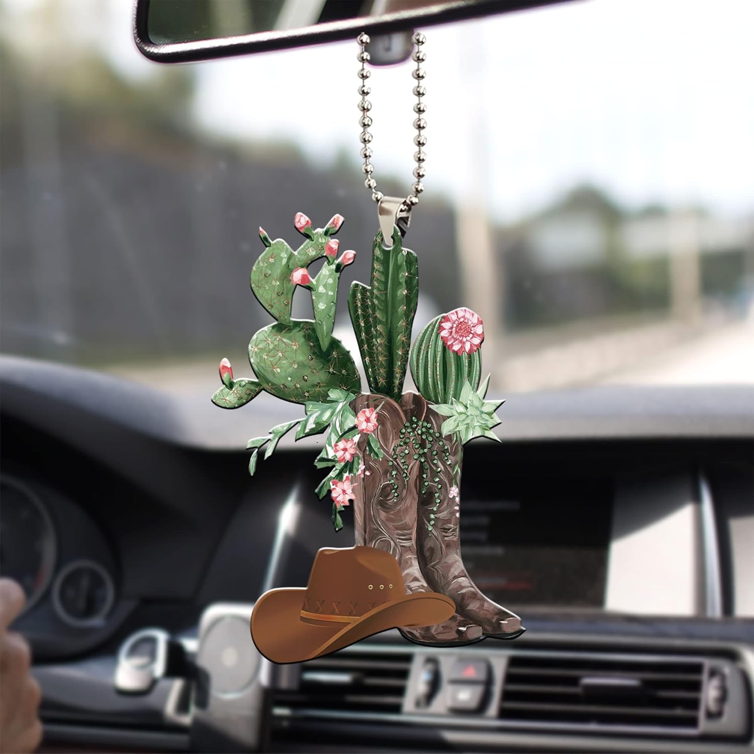🎄Christmas Sales 49% OFF🎁Personalized Boots And Hat Cowboy Flat Acrylic Car Ornament