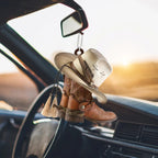 🎄Christmas Sales 49% OFF🎁Personalized Boots And Hat Cowboy Flat Acrylic Car Ornament