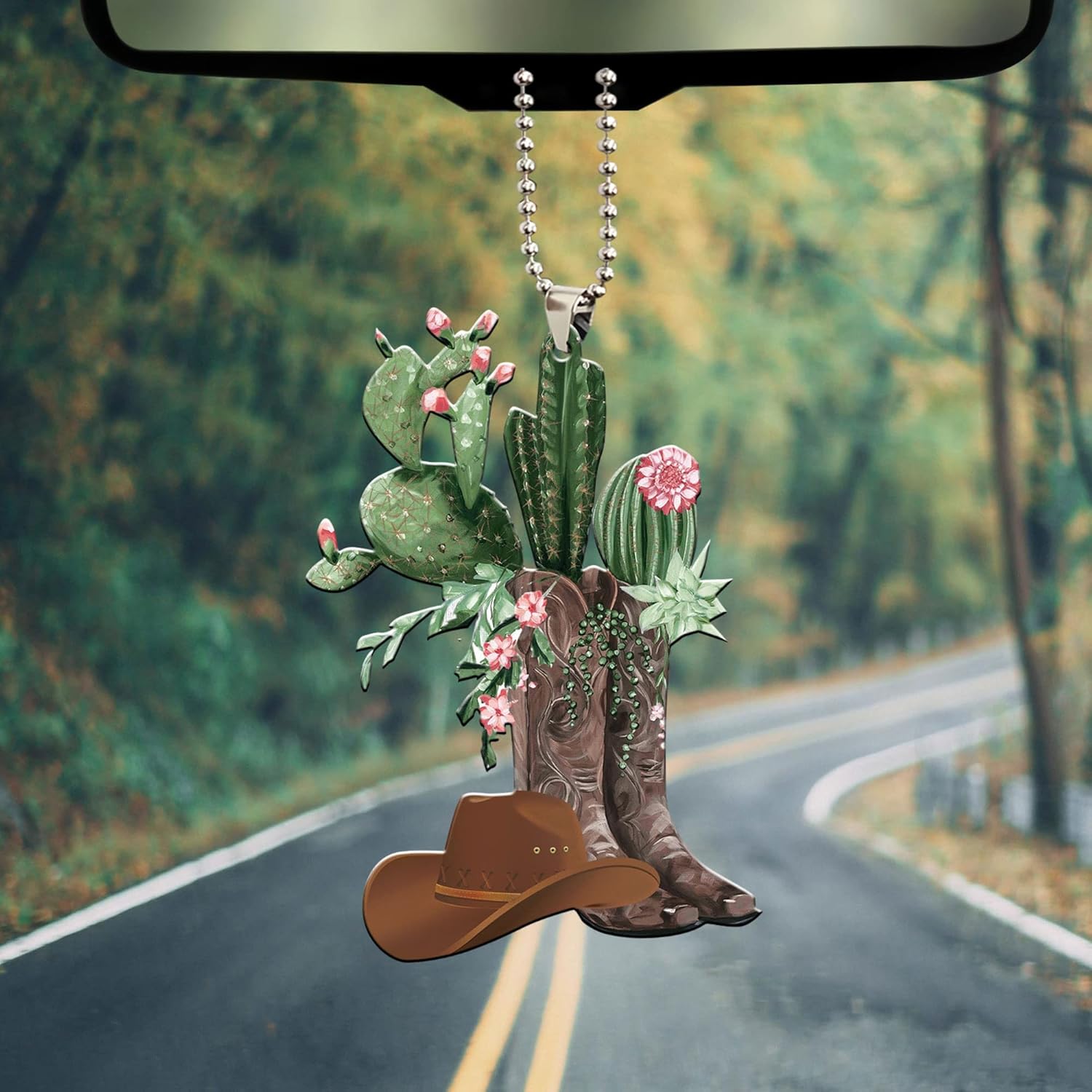 🎄Christmas Sales 49% OFF🎁Personalized Boots And Hat Cowboy Flat Acrylic Car Ornament