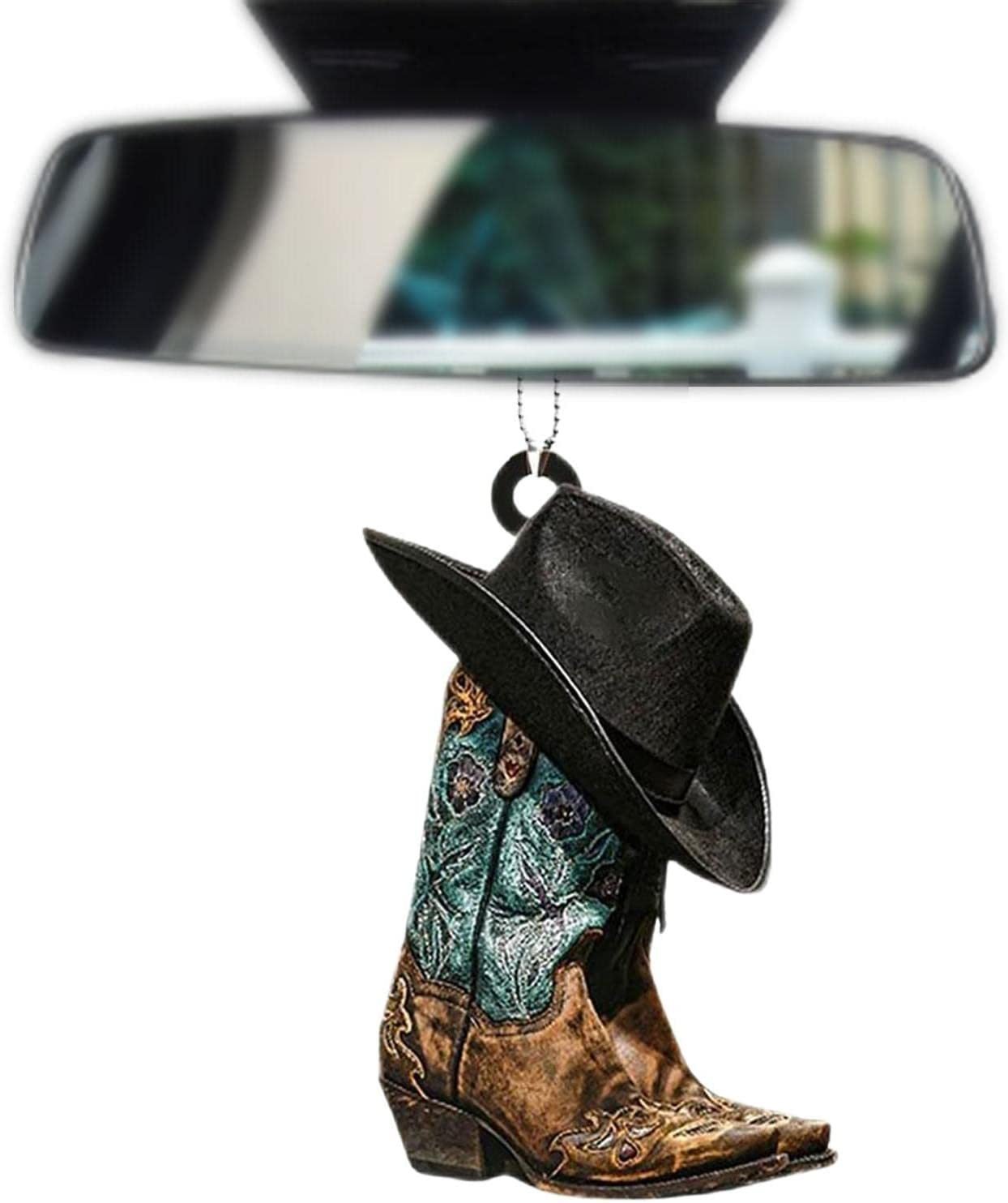 🎄Christmas Sales 49% OFF🎁Personalized Boots And Hat Cowboy Flat Acrylic Car Ornament