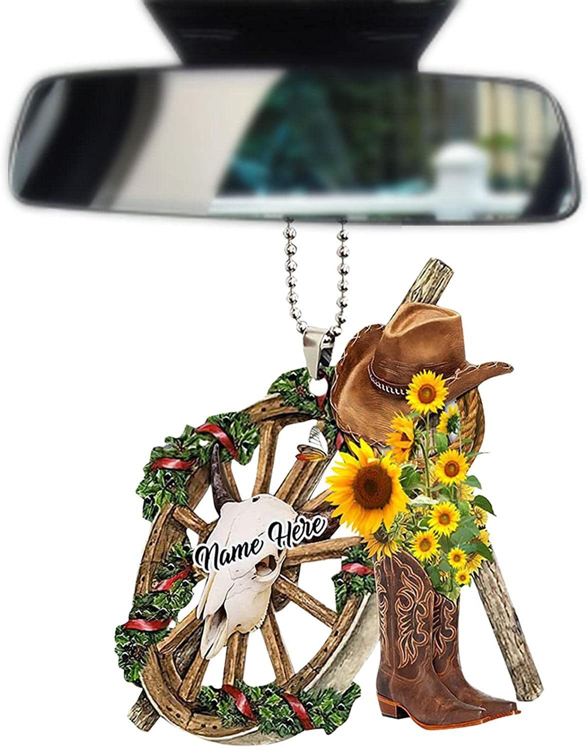 🎄Christmas Sales 49% OFF🎁Personalized Boots And Hat Cowboy Flat Acrylic Car Ornament
