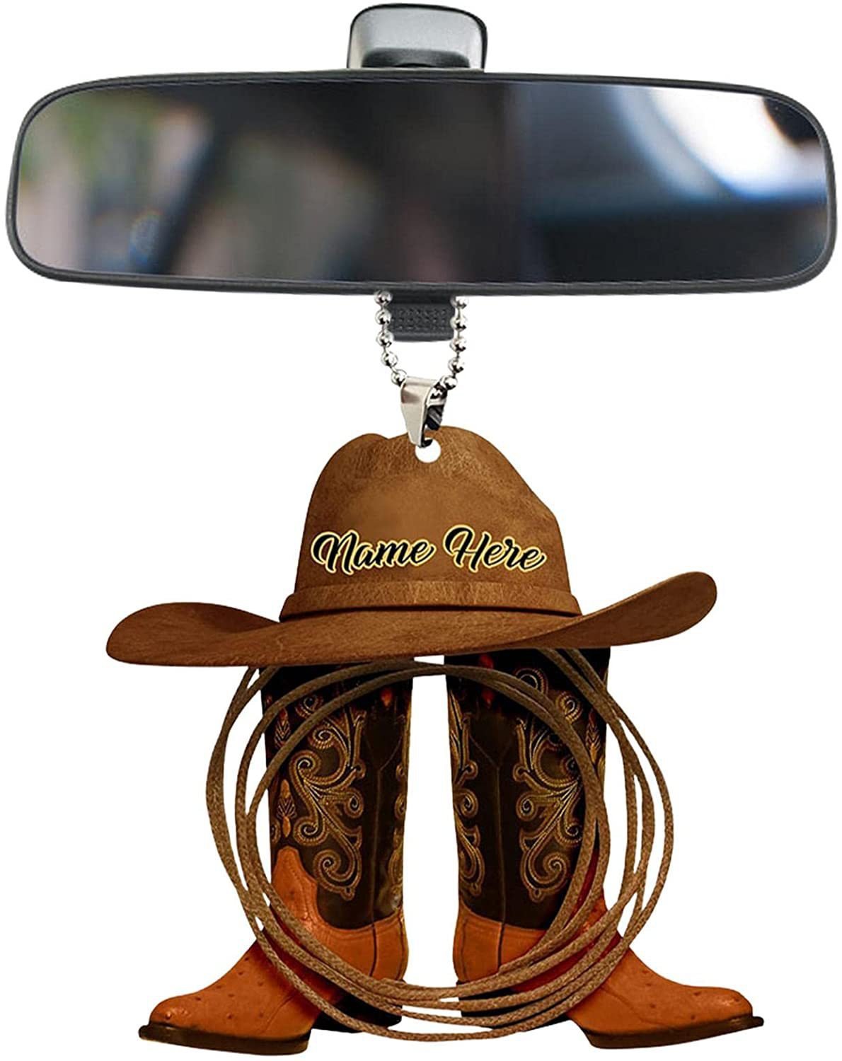 🎄Christmas Sales 49% OFF🎁Personalized Boots And Hat Cowboy Flat Acrylic Car Ornament