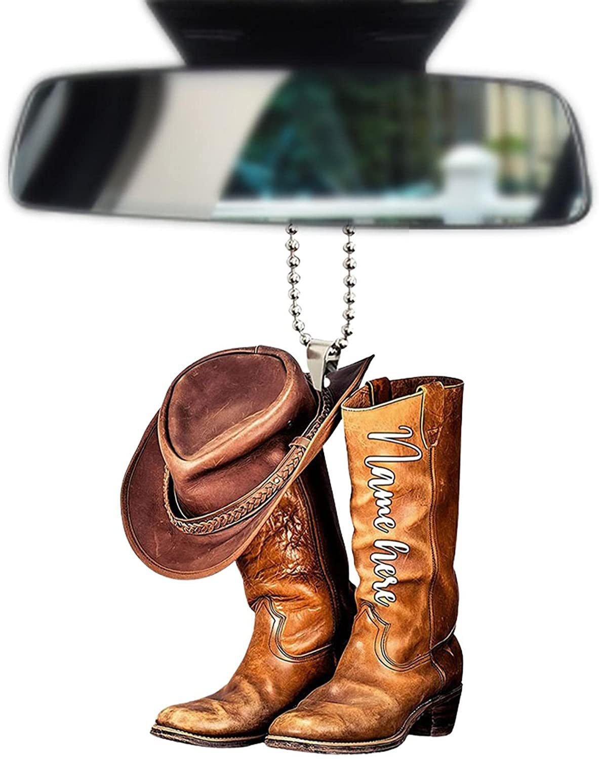 🎄Christmas Sales 49% OFF🎁Personalized Boots And Hat Cowboy Flat Acrylic Car Ornament