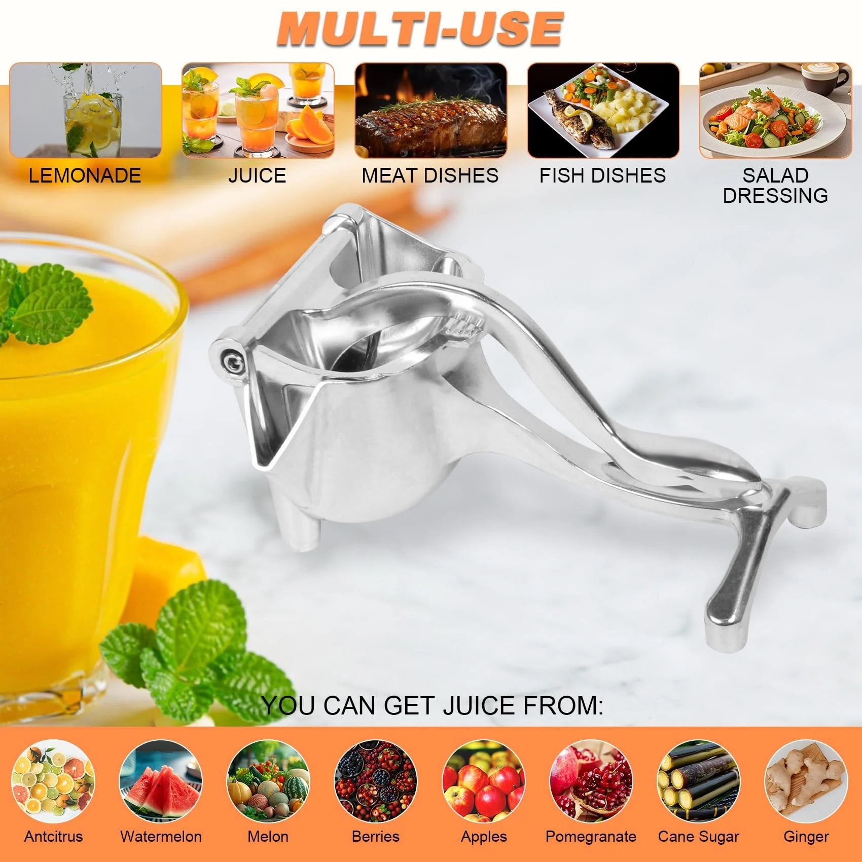 Hand Juicer Squeezer- Aluminum Manual Press Juicer🍹