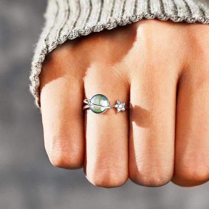 💍Sterling  Adjustable Open Spinner Hug Ring for Teens