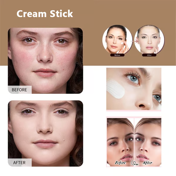 🔥NEW & Upgraded!💥⏰💕🌟Cream Stick V White Korean Color-Changing Foundation Stick with Volufiline