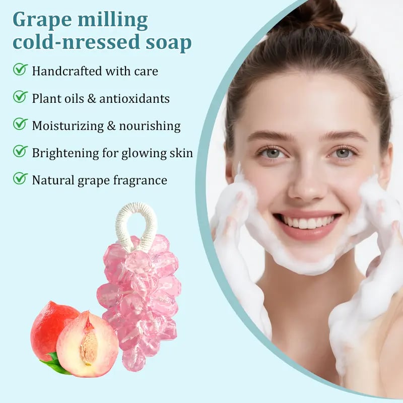 Grape Soap, Handcrafted Grapes Soap on a Ropes, Cold-Process Soaps for Hand Washing, Air Freshening, or Decoration