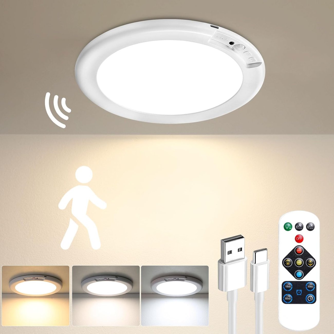 Rechargeable Motion Sensor Ceiling Light 💡✨