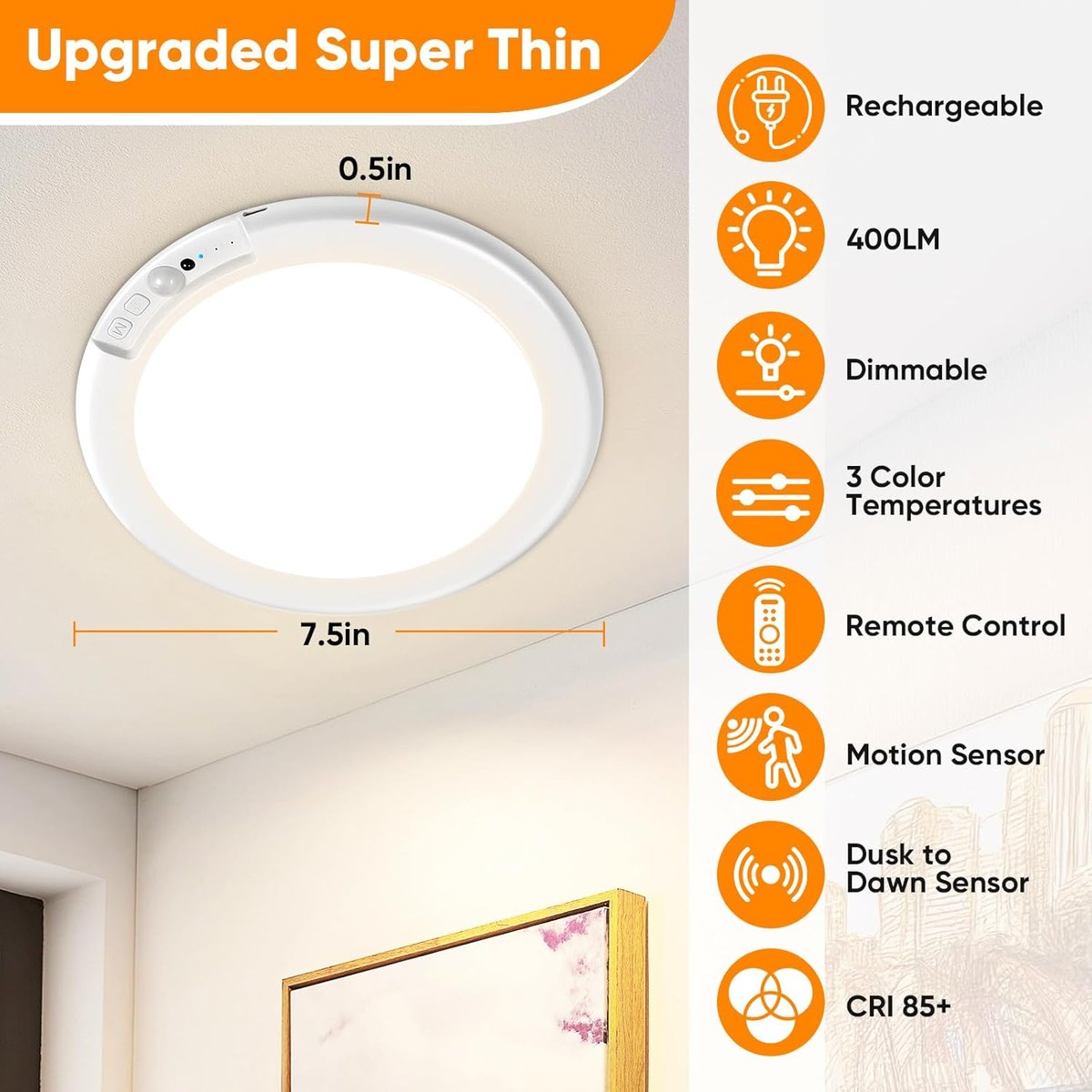Rechargeable Motion Sensor Ceiling Light 💡✨