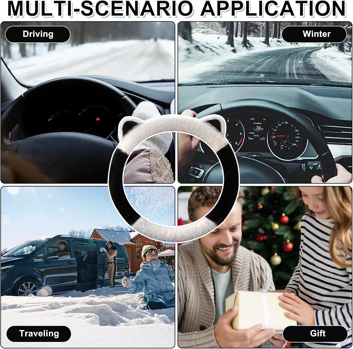 Last Day 49% OFF -Plush Steering Wheel Cover，Car Winter Accessories,for 98% Cars