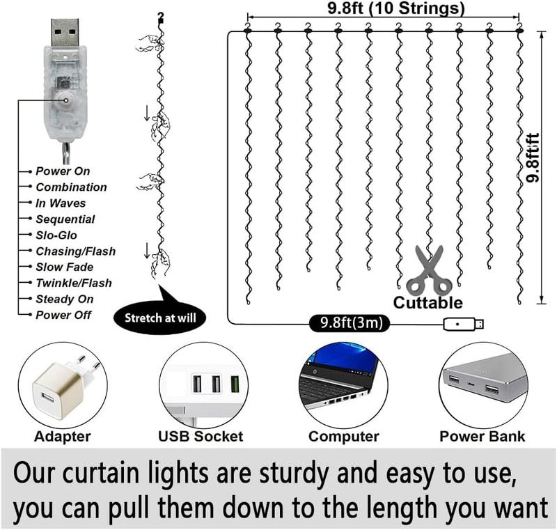 Last Day 49% OFF -💡300 LED Curtain Fairy Lights – Instantly Brighten Any Space