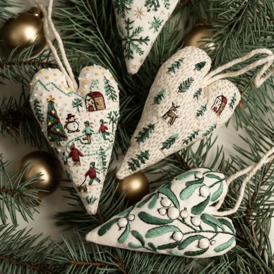 💖DIY Heart Shaped Hand Embroidered Christmas Finished product/DIY material kit