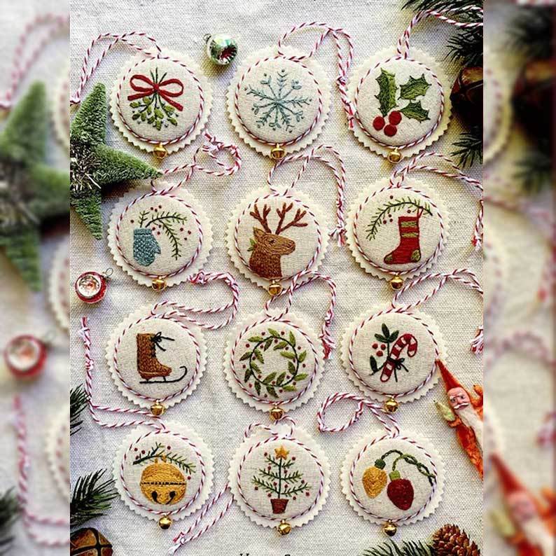 🔥Hand Red Embroidery Christmas Ornaments kit