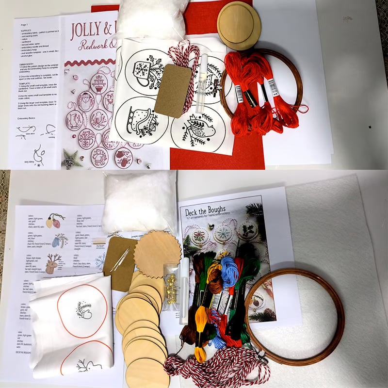 🔥Hand Red Embroidery Christmas Ornaments kit