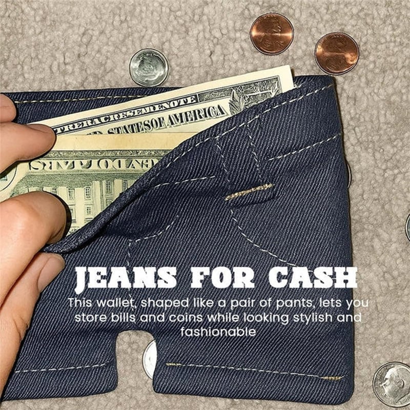 👖Pocket-sized mini denim wallet/card holder, portable