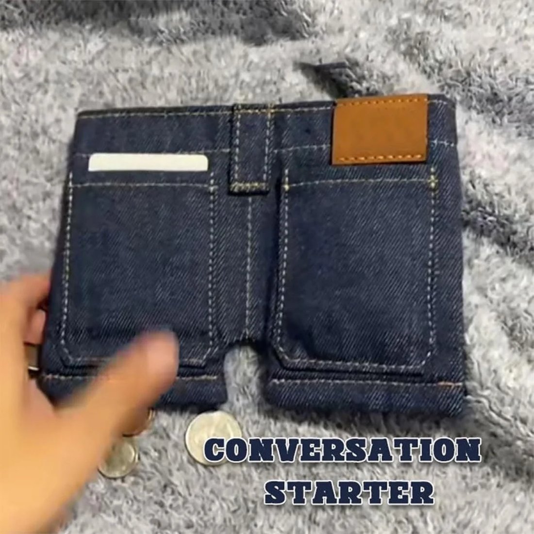 👖Pocket-sized mini denim wallet/card holder, portable