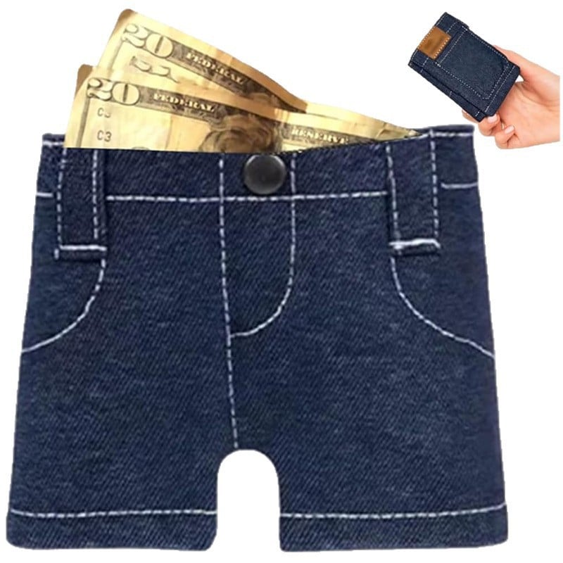 👖Pocket-sized mini denim wallet/card holder, portable
