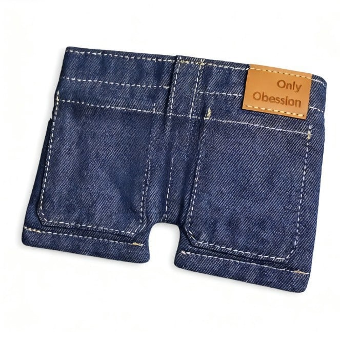 👖Pocket-sized mini denim wallet/card holder, portable