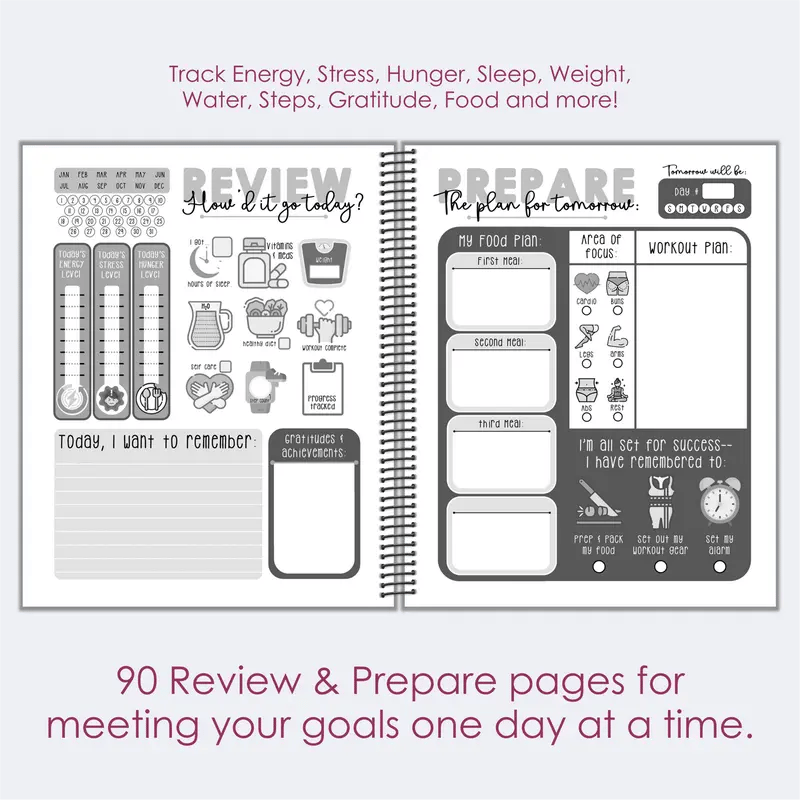 💪Challenge Accepted Fitness Planner: 90 Day Exercise and Food Journal for Wellness and Gratitude