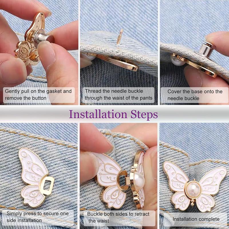 🦋Detachable Butterfly Jean Buttons Pant Waist Tightener for Loose Jeans