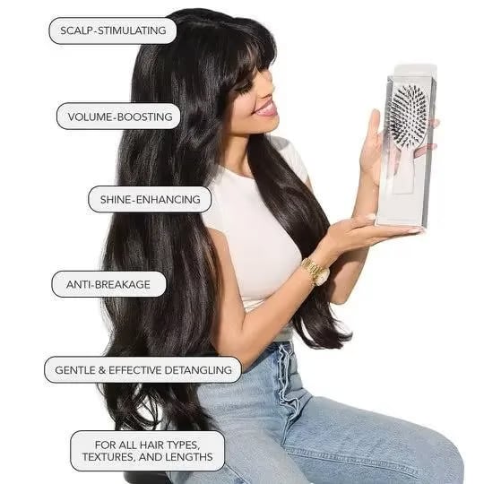 🔥LAST DAY 49% OFF🔥 🏆 Miracle Brush – Smoother, Stronger, Shinier Hair - Boar Bristle Brush with Nylon Bristles and Microsphere Massaging Tips