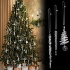 24 Pcs Crystal Icicle Christmas Tree Ornaments(3 Styles Christmas Icicles)