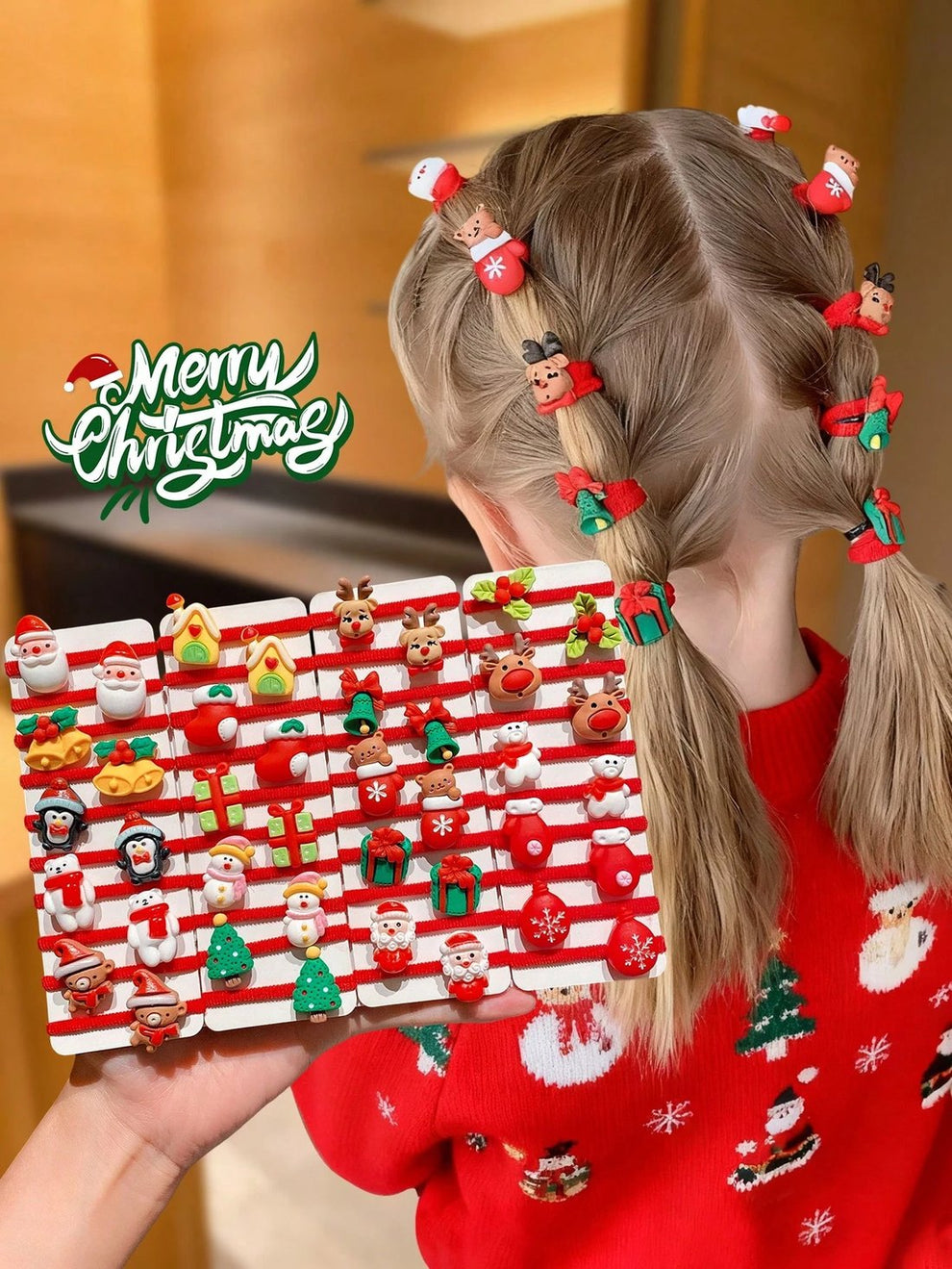 🎄10pcs/Set Cute Christmas Hair Scrunchies, Ideal For Holiday Hairstyles🎀