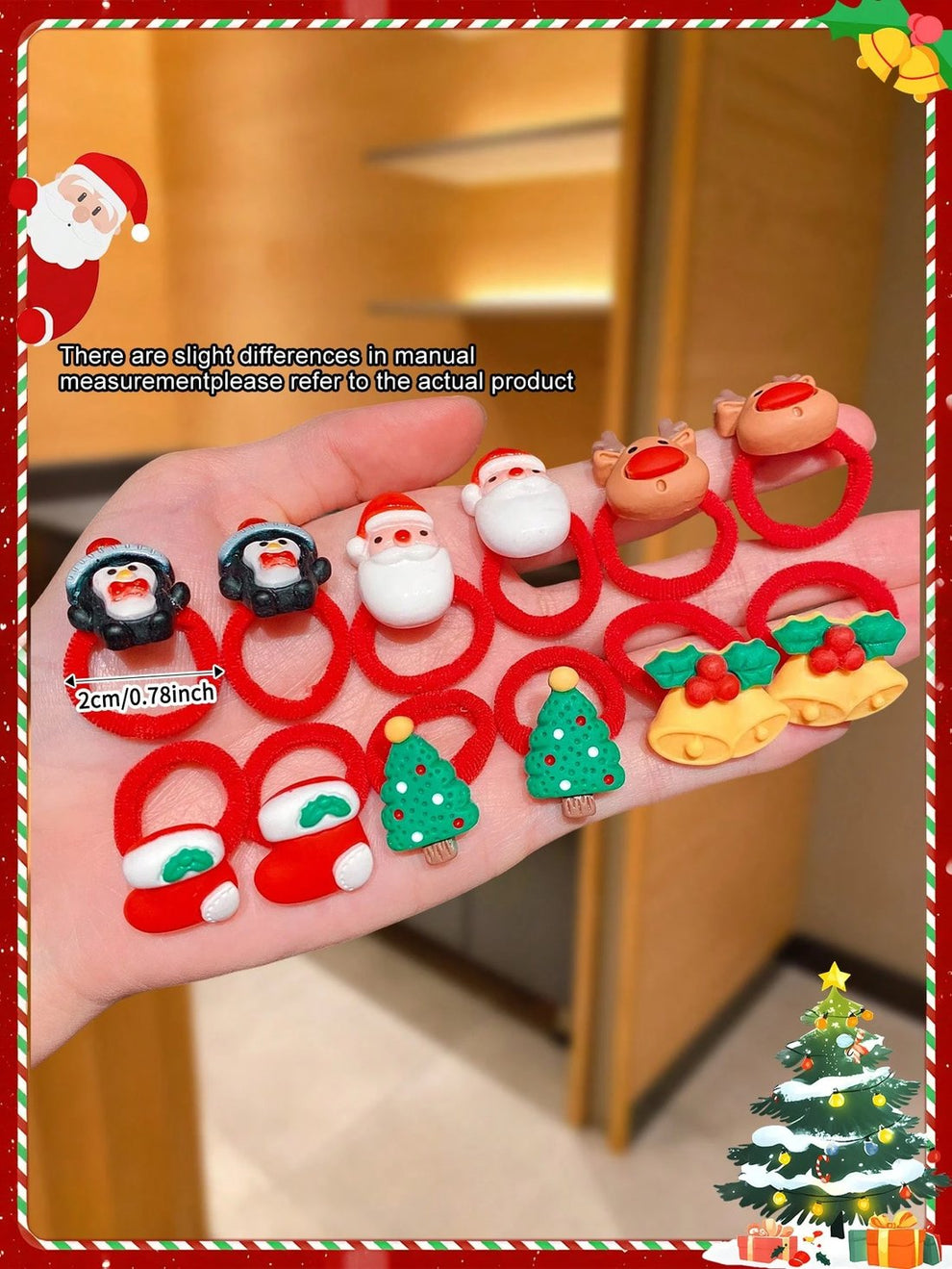 🎄10pcs/Set Cute Christmas Hair Scrunchies, Ideal For Holiday Hairstyles🎀