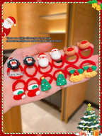 🎄10pcs/Set Cute Christmas Hair Scrunchies, Ideal For Holiday Hairstyles🎀