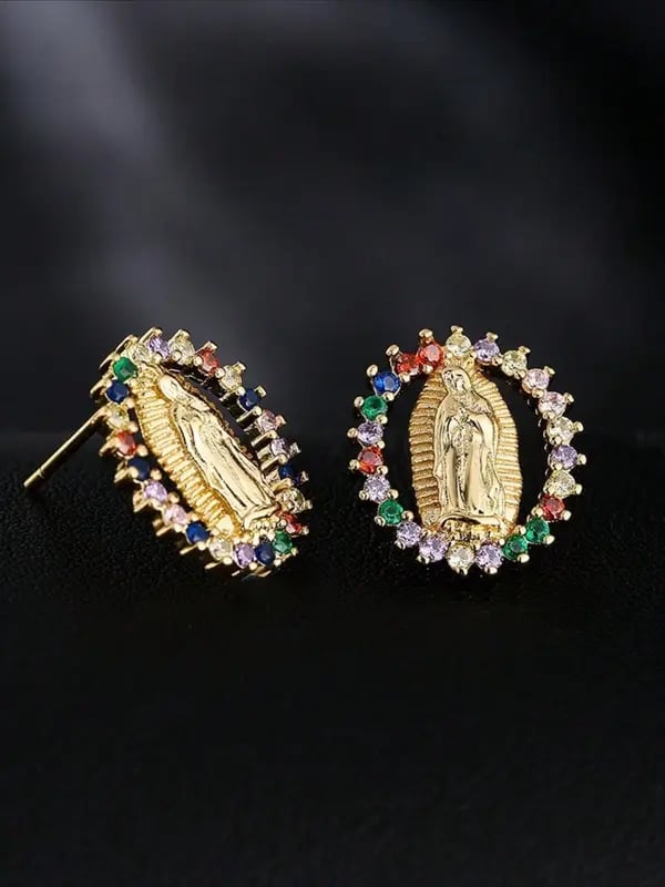 Virgin Mary Stud Earrings-A Graceful Gift of Faith