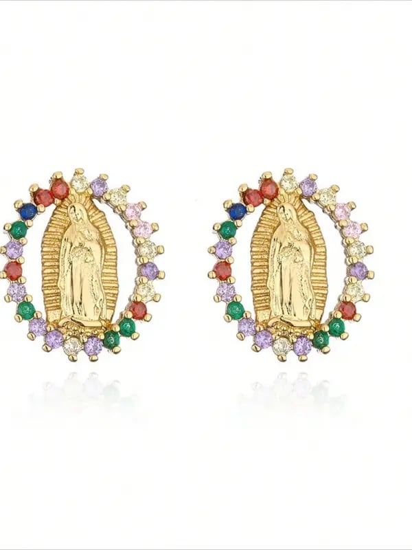 Virgin Mary Stud Earrings-A Graceful Gift of Faith