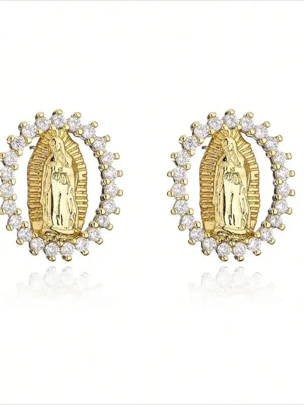 Virgin Mary Stud Earrings-A Graceful Gift of Faith
