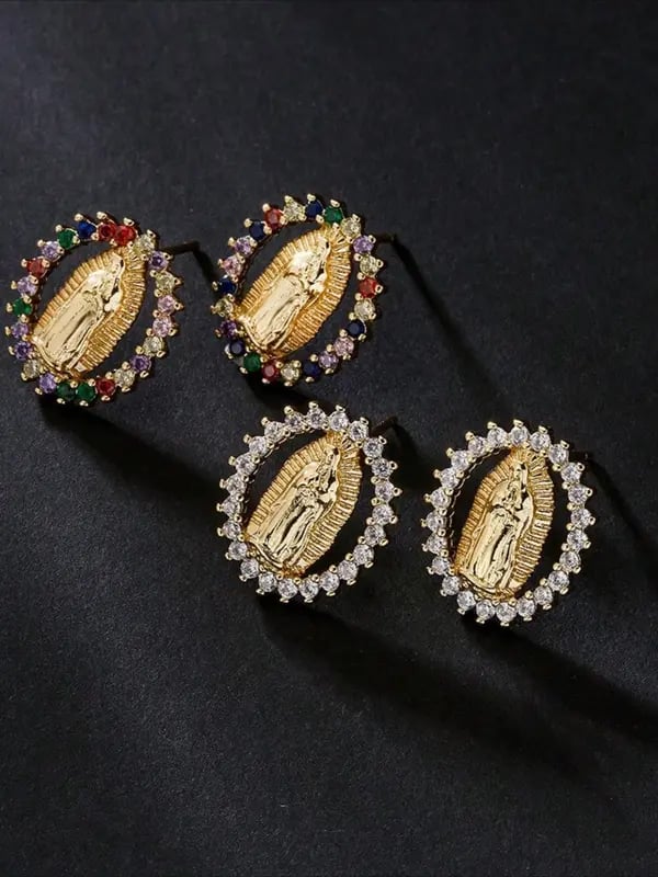 Virgin Mary Stud Earrings-A Graceful Gift of Faith