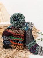 🧦Men's wool blend mid-calf socks: warm, thick, with retro ethnic patterns🧦