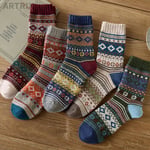 🧦Men's wool blend mid-calf socks: warm, thick, with retro ethnic patterns🧦