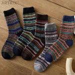 🧦Men's wool blend mid-calf socks: warm, thick, with retro ethnic patterns🧦