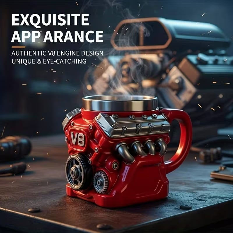 🎁LAST DAY 49% OFF🏎️V8 Engine Stainless Steel 3D Mug