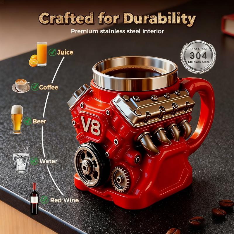 🎁LAST DAY 49% OFF🏎️V8 Engine Stainless Steel 3D Mug