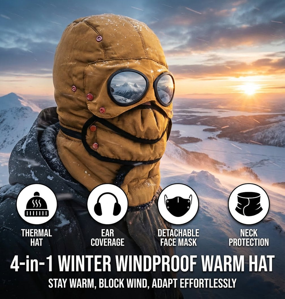 Winter 4 in 1 Windproof Warm Hat Detachable Mask Neckband